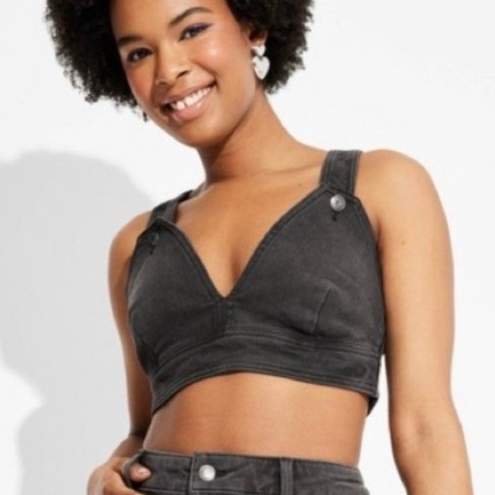 Y2K Western Goth Wild Fable Black Denim Crop Top Clubwear Streetwear